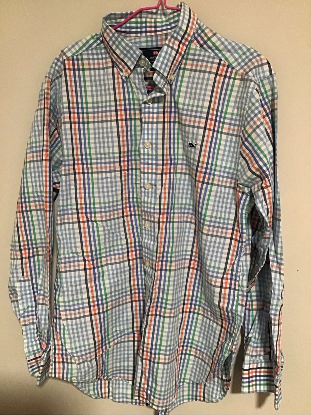Vineyard Vines Blue, Orange & Green Plaid Button-Down Shirt